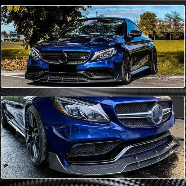 Купити Накладка на передній бампер Lip V2 (для купе/кабріолет C63 AMG 2015-2019, Карбон) для Mercedes C-сlass W205 рр