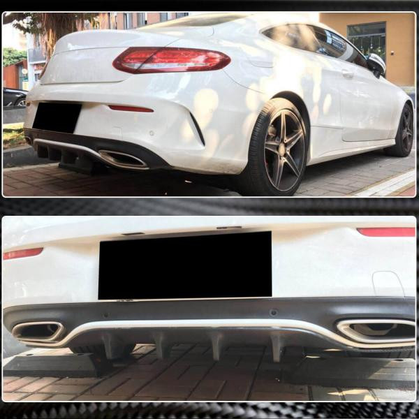 Купить Диффузор заднего бампера (для купе/кабриолет AMG-Line/C43 AMG 2015-2019, Карбон) для Mercedes C-сlass W205