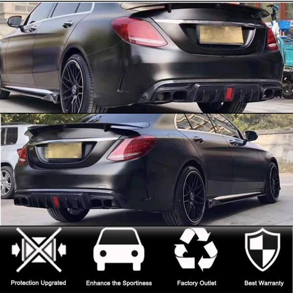 Купить Диффузор заднего бампера с насадками (для SD С43 AMG 2015-2021, Карбон) для Mercedes C-сlass W205