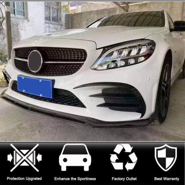 Купить Накладки на передний бампер (для SD AMG-Line 2015-2019, Карбон) для Mercedes C-сlass W205