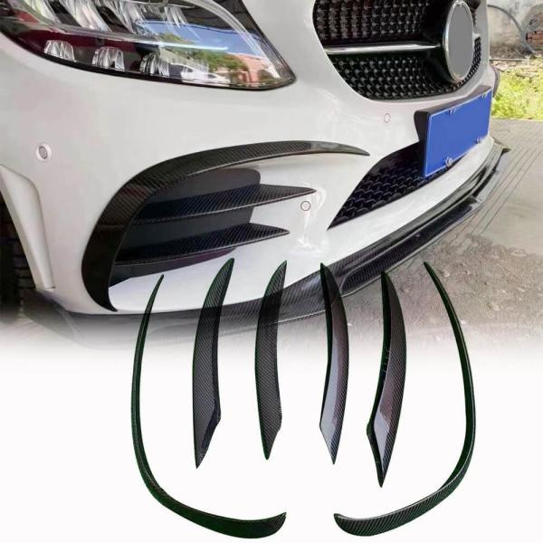 Купить Накладки на передний бампер (для SD AMG-Line 2015-2019, Карбон) для Mercedes C-сlass W205