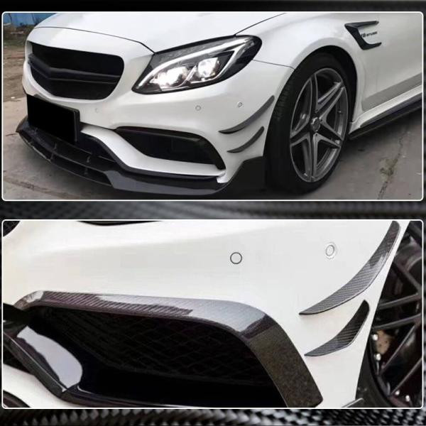 Купить Накладки на передний бампер (для C63 AMG 2015-2019, Карбон) для Mercedes C-сlass W205