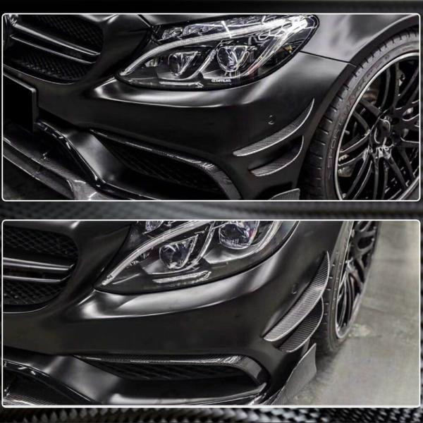 Купить Накладки на передний бампер (для C63 AMG 2015-2019, Карбон) для Mercedes C-сlass W205