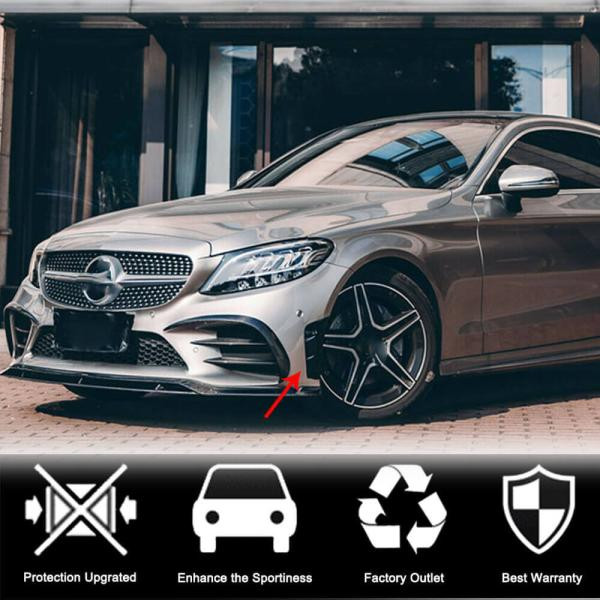 Купить Накладки на передний бампер V2 (для C43 AMG 2019-2021, Карбон) для Mercedes C-сlass W205