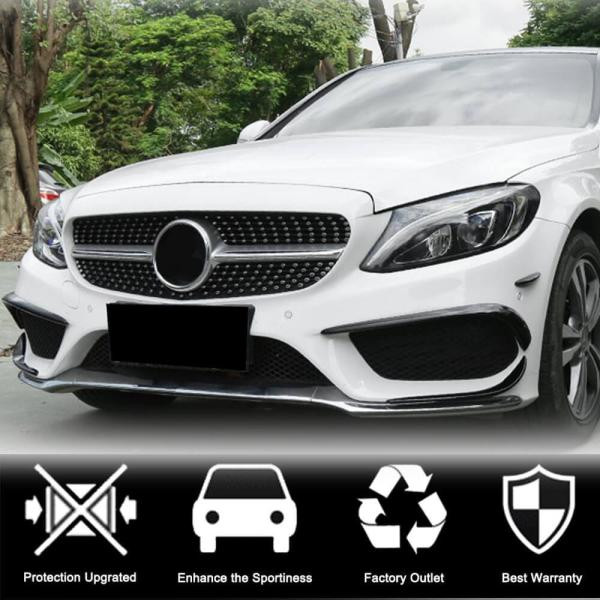 Купить Накладки на передний бампер (для C43 AMG 2015-2019, Карбон) для Mercedes C-сlass W205