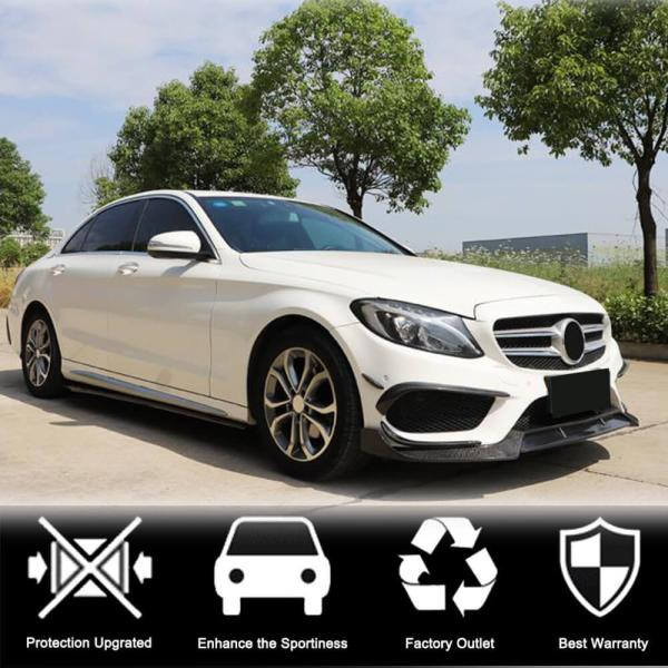 Купить Накладка на передний бампер Lip V2 (для C43 AMG 2015-2019, Карбон) для Mercedes C-сlass W205