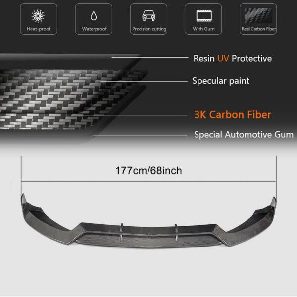 Купить Накладка на передний бампер Lip V2 (для C43 AMG 2015-2019, Карбон) для Mercedes C-сlass W205