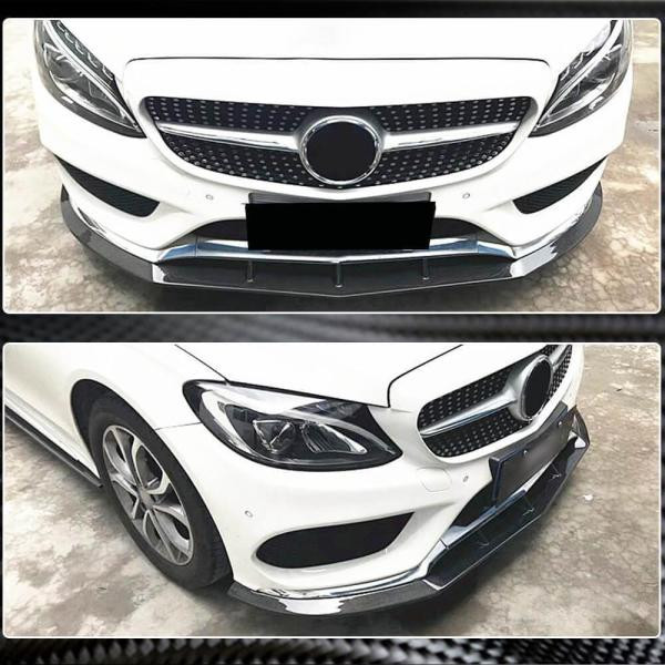 Купити Накладка на передній бампер Lip V3 (для C43 AMG 2015-2019, Карбон) для Mercedes C-сlass W205 рр