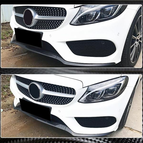 Купить Накладка на передний бампер Lip V4 (для C43 AMG 2015-2019, Карбон) для Mercedes C-сlass W205