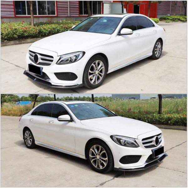 Купити Накладка на передній бампер Lip V5 (для C43 AMG 2015-2019, Карбон) для Mercedes C-сlass W205 рр