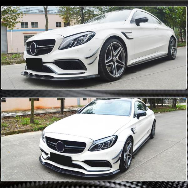 Купити Накладка на передній бампер Lip V1 (для SD C63 AMG 2015-2019, Карбон) для Mercedes C-сlass W205 рр