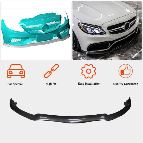 Купити Накладка на передній бампер Lip V2 (для SD C63 AMG 2015-2019, Карбон) для Mercedes C-сlass W205 рр
