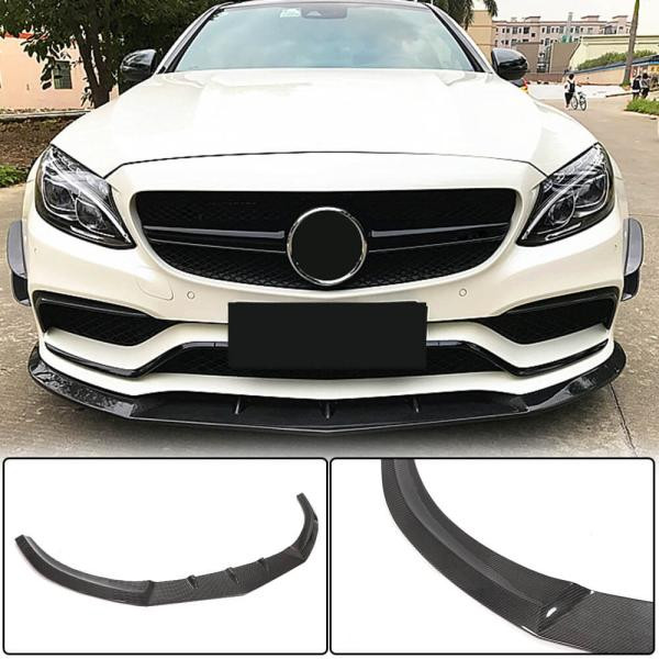 Купить Накладка на передний бампер Lip V3 (для SD C63 AMG 2015-2019, Карбон) для Mercedes C-сlass W205
