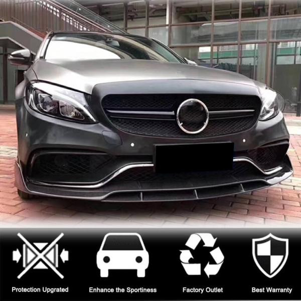Купити Накладка на передній бампер Lip V4 (для SD C63 AMG 2015-2019, Карбон) для Mercedes C-сlass W205 рр