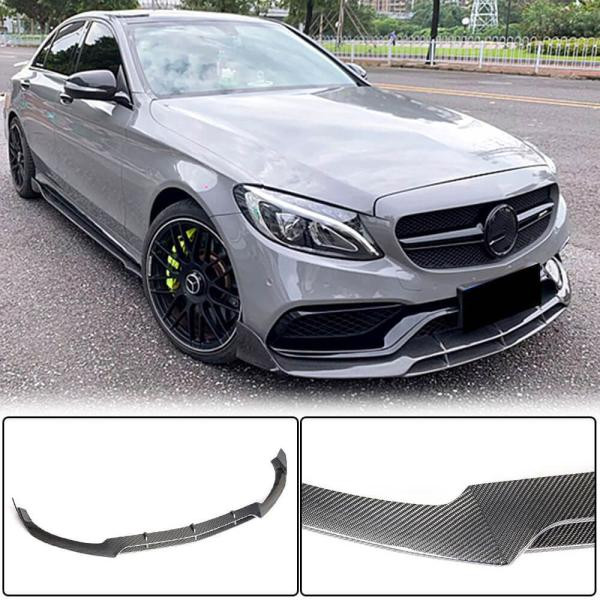 Купити Накладка на передній бампер Lip V4 (для SD C63 AMG 2015-2019, Карбон) для Mercedes C-сlass W205 рр