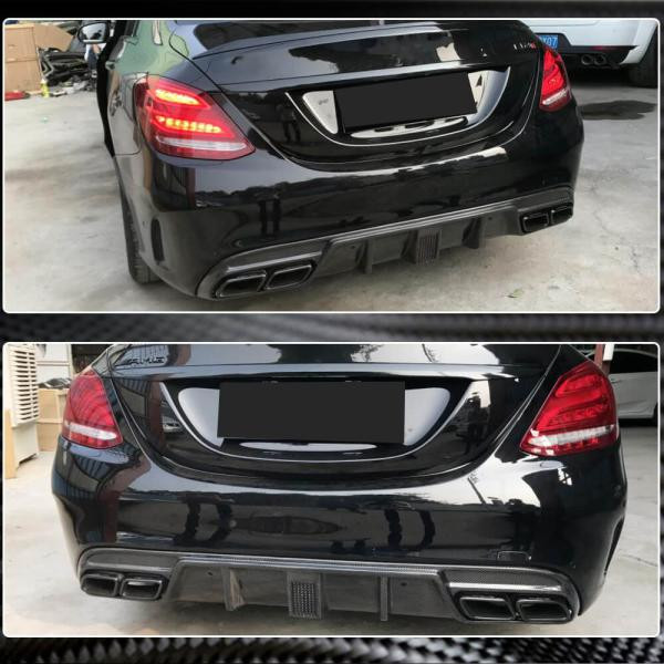 Купити Дифузор заднього бампера V3 (для SD C43/C63 AMG 2015-2019, Карбон) для Mercedes C-сlass W205 рр