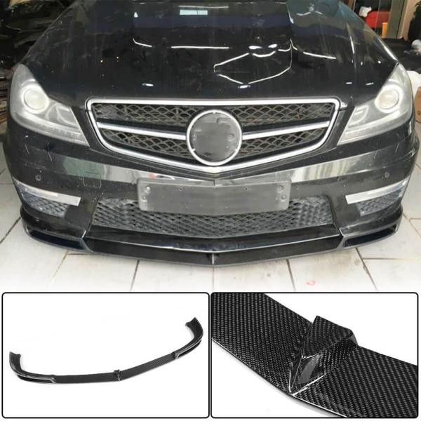 Купить Накладка на передний бампер Lip V1 (для AMG 2012-2014, Карбон) для Mercedes C-class W204