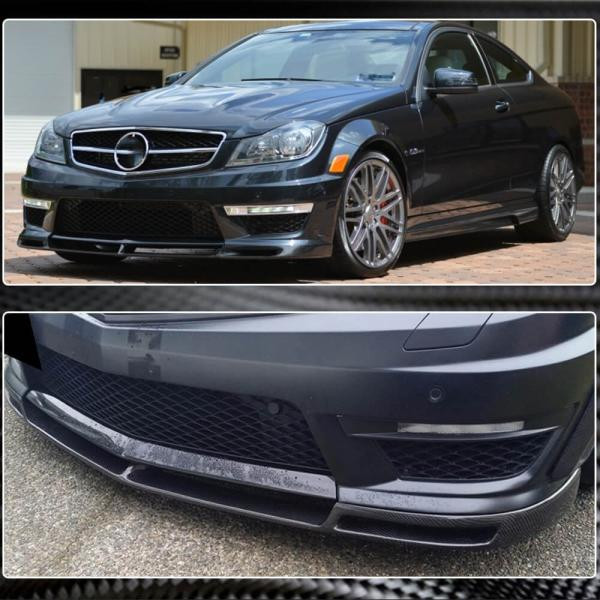 Купить Накладка на передний бампер Lip V1 (для AMG 2012-2014, Карбон) для Mercedes C-class W204