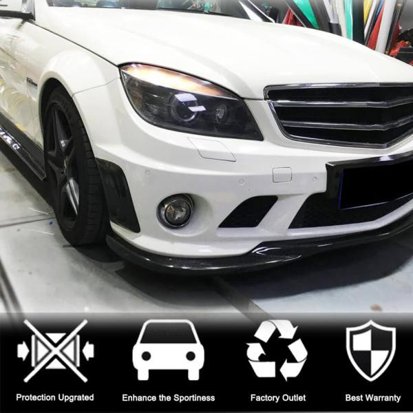 Купить Накладки на передний бампер (для C63 AMG Sedan 2008-2011, Карбон) для Mercedes C-class W204