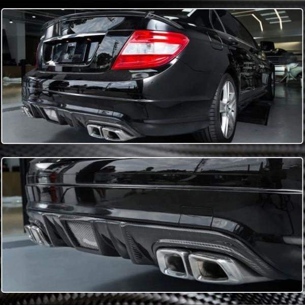 Купить Диффузор заднего бампера V4 (для AMG SD 2008-2011, Карбон) для Mercedes C-class W204