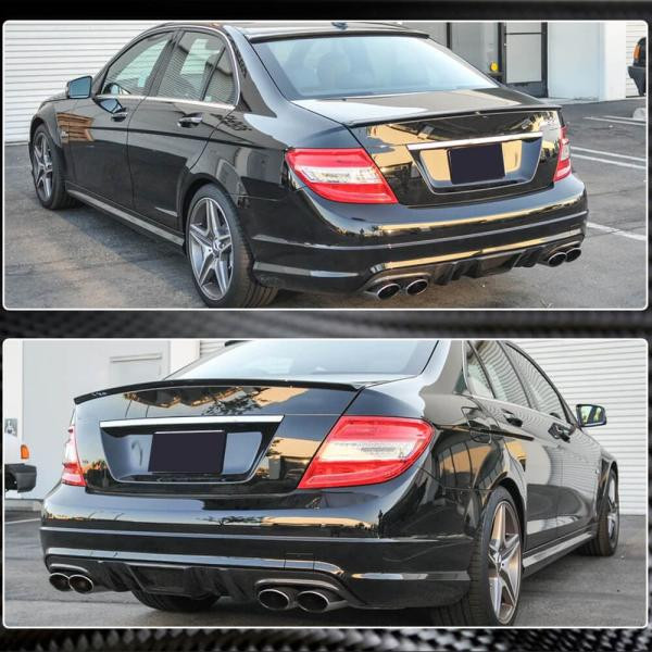 Купить Диффузор заднего бампера V4 (для AMG SD 2008-2011, Карбон) для Mercedes C-class W204