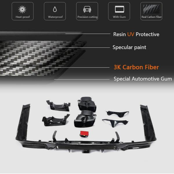 Купить Диффузор заднего бампера с насадками (для S63/S65 AMG 2018-2021, Карбон) для Mercedes S-сlass W222