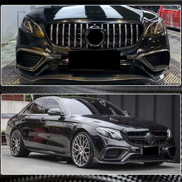 Купити Накладка на передній бампер Lip V1 (для E63 AMG 2016-2019, Карбон) для Mercedes E-сlass W213 рр