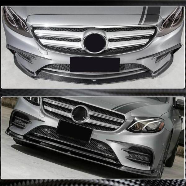 Купить Накладка на передний бампер Lip V1 (для AMG-Line/E43 AMG 2016-2019, Карбон) для Mercedes E-сlass W213