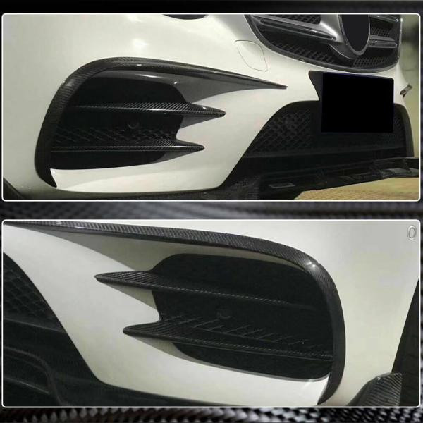 Купити Накладки на передній бампер V1 (для E43 AMG 2016-2019, Карбон) для Mercedes E-сlass W213 рр