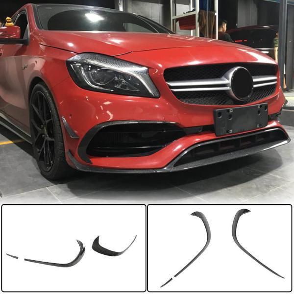 Купить Накладка на передний бампер Lip (для AMG-Line/A45 AMG HB 2016-2018, Карбон) для Mercedes A-сlass W176