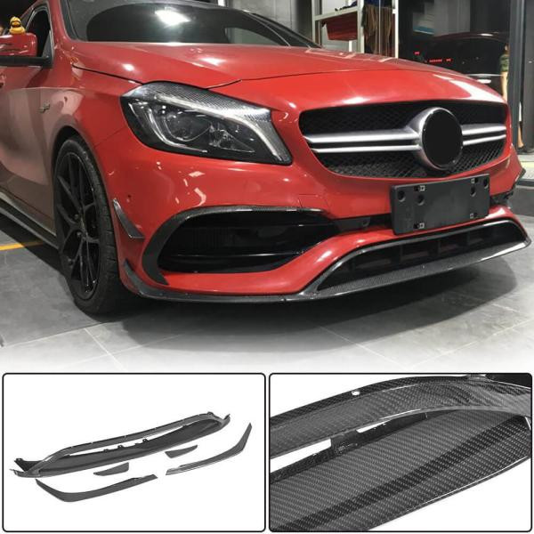 Купить Накладка на передний бампер Lip (для AMG-Line/A45 AMG HB 2016-2018, Карбон) для Mercedes A-сlass W176
