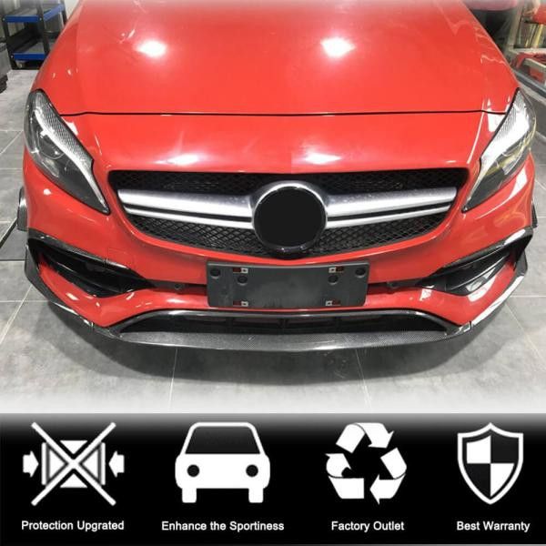 Купить Накладка на передний бампер Lip (для AMG-Line/A45 AMG HB 2016-2018, Карбон) для Mercedes A-сlass W176