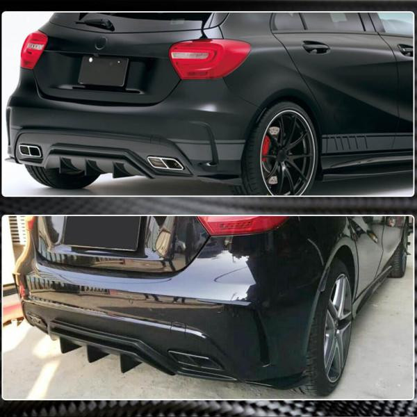 Купити Накладки на задній бампер Flap (для AMG-Line / A45 AMG HB, Карбон) для Mercedes A-сlass W176 2012-2018 рр
