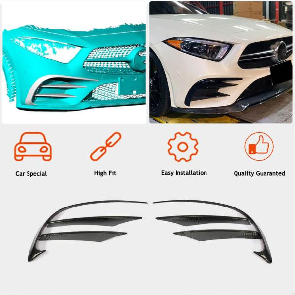 Купити Накладки на передній бампер (для AMG-Line 2018-2020, Карбон) для Mercedes CLS C257 2018- рр