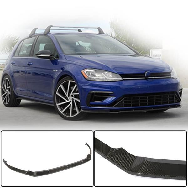 Купить Накладка на передний бампер Lip V1 (для R/R-Line 2017-2020, Карбон) для Volkswagen Golf 7/E-Golf