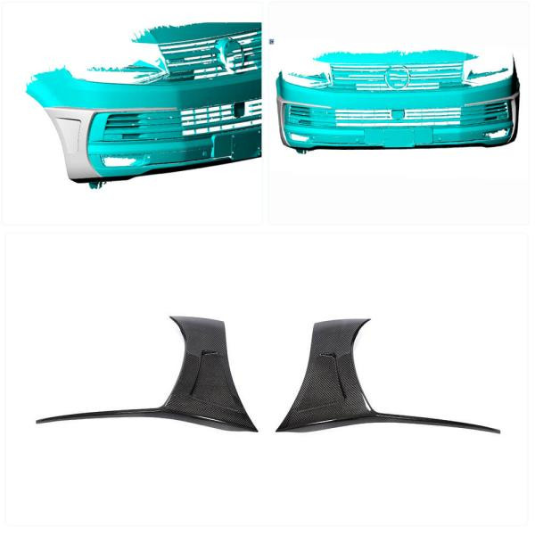 Купить Накладки на передний бампер (для 2015-2019, Карбон) для Volkswagen T6