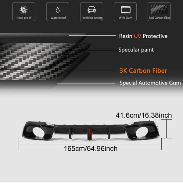 Купити Дифузор заднього бампера (для GTI HB, Сухий карбон) для Volkswagen Golf 8