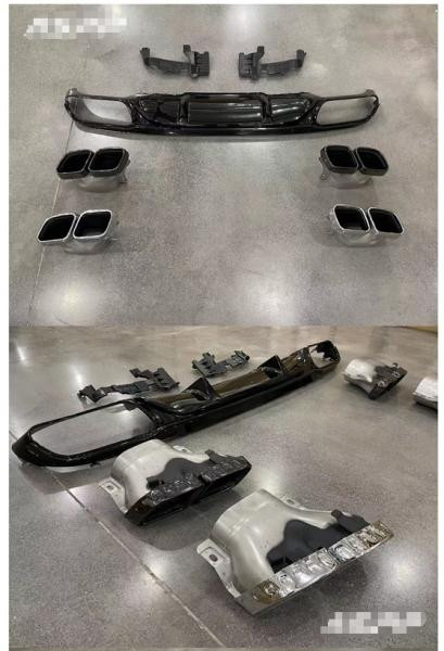 Купить Задний диффузор с насадками Silver (для Base, Дизайн E63 2020-2024) для Mercedes E-сlass W213