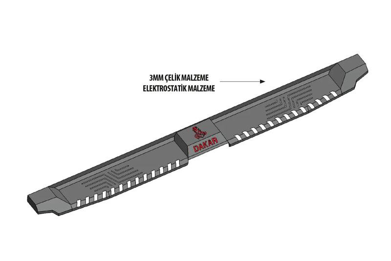 Купити Бокові пороги Dakar V2 без LED (2 шт, метал) для Volkswagen Amarok 2022- рр