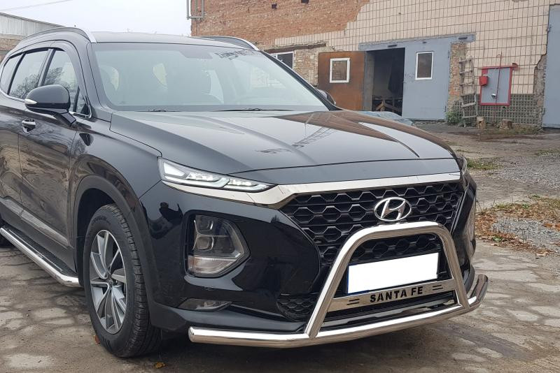 Купить Кенгурятник усатый WT006 (нерж) для Hyundai Santa Fe 4 2018-2023 гг
