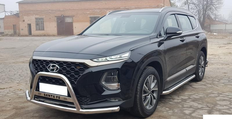 Купить Кенгурятник усатый WT006 (нерж) для Hyundai Santa Fe 4 2018-2023 гг