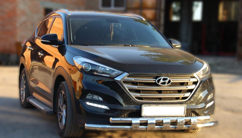 Купить Передняя защита Shark (нерж) для Hyundai Tucson TL 2016-2021 гг