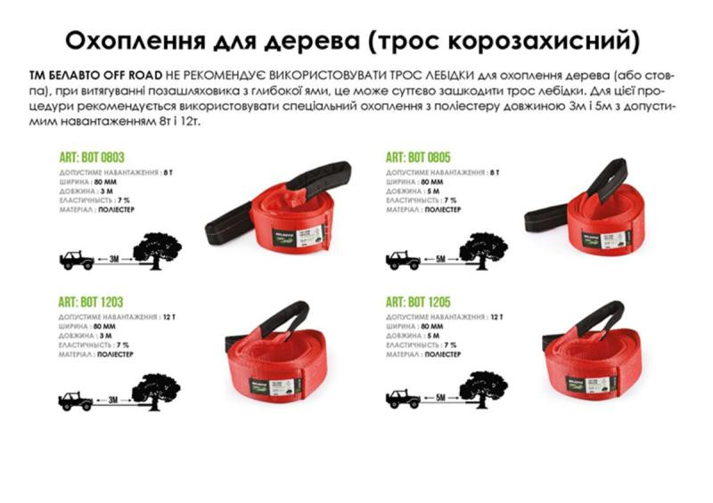 Купить Трос BELAUTO 8т, 3м полиэстер