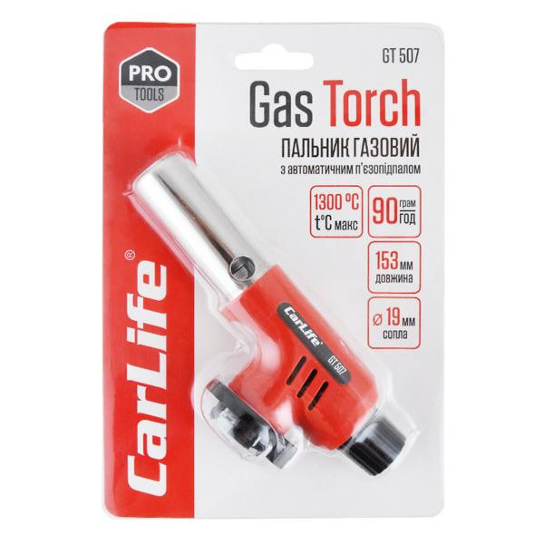 Купить Газовая горелка Carlife, сопло: Ø 19мм, длина 68мм с пьезоподжигом, керам. защита GT507