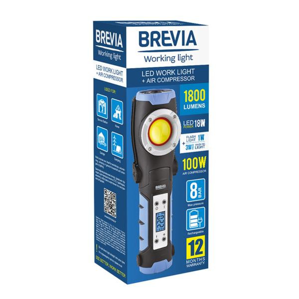 Купити Інспекційна лампа Brevia LED 18 W 1800 lm + компресор 100 W 7800 mAh type-C