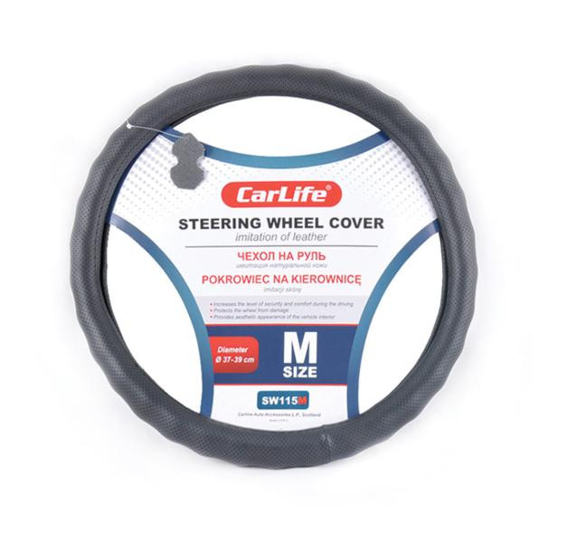 Купити Чохол на кермо Carlife 37-39 см зі штучної шкіри, чорний SW115M