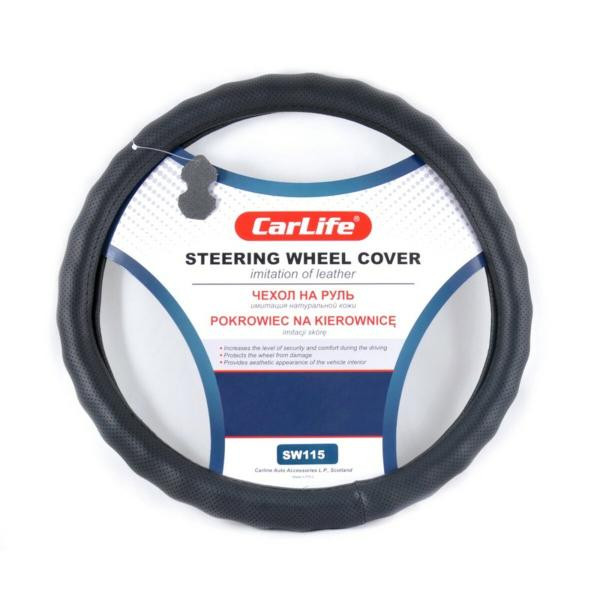 Купити Чохол на кермо Carlife 39-41 см зі штучної шкіри, чорний SW115L