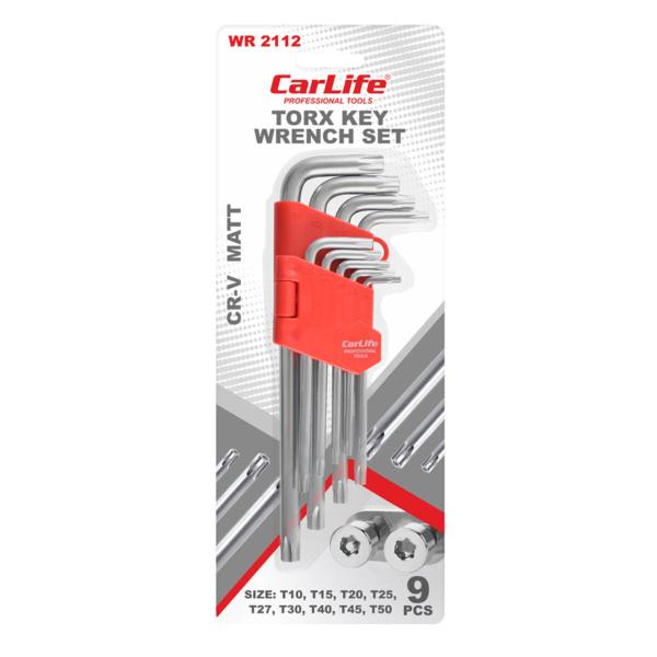 Купити Набір ключів Carlife CR-V matt Г-подібних тор-х з отвором, T10-50, середні, 9шт