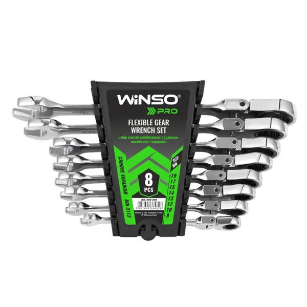 Купити Набір ключів Winso PRO комбіновані з тріскачкою та карданом CR-V 8шт (8-10-12-13-14-15-17-19мм)