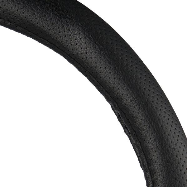 Купить Чехол на руль Carlife 37-39см, экокожа, черный, один шов, перфорированный SW141M